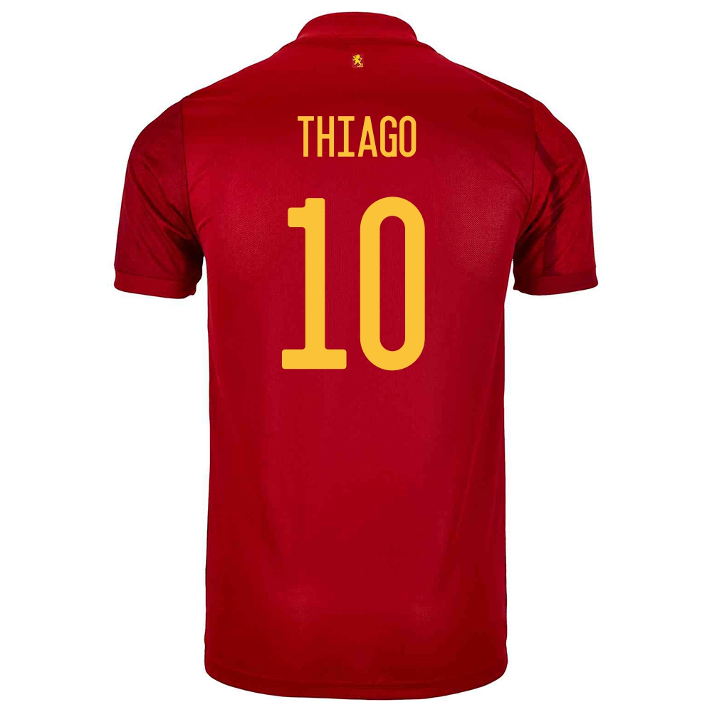 Deti Španielske Národné Futbalové Mužstvo Thiago #10 Domáci Červená Dresy 2021 Košele Dres