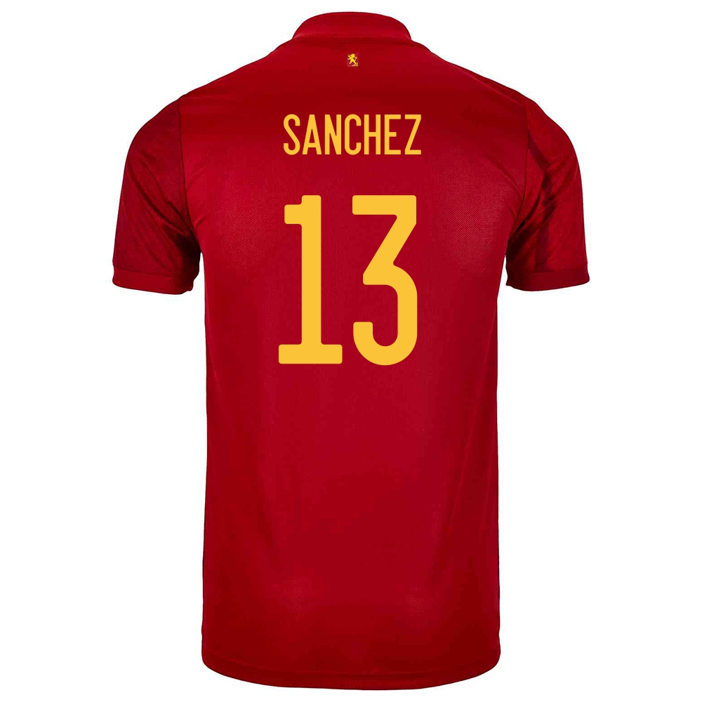 Ženy Španielske Národné Futbalové Mužstvo Robert Sanchez #13 Domáci Červená Dresy 2021 Košele Dres