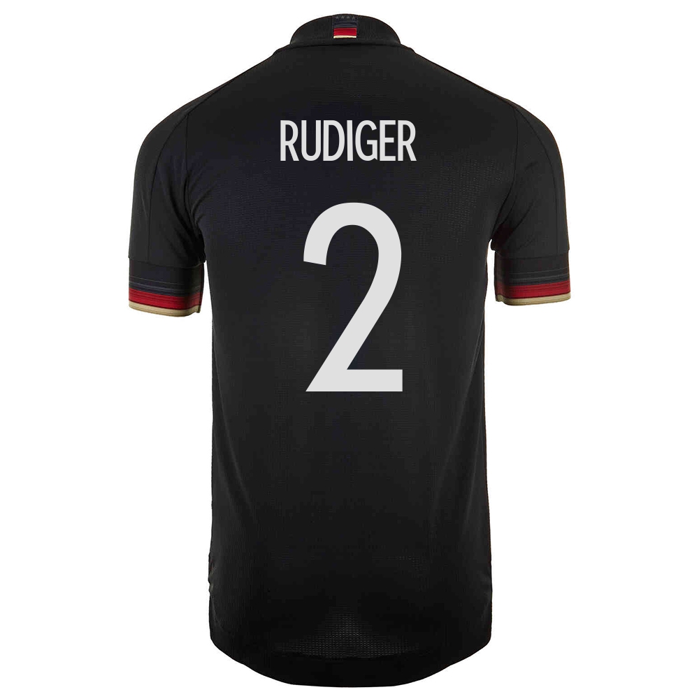 Ženy Nemecké Národné Futbalové Mužstvo Antonio Rudiger #2 Vonkajší čierna Dresy 2021 Košele Dres