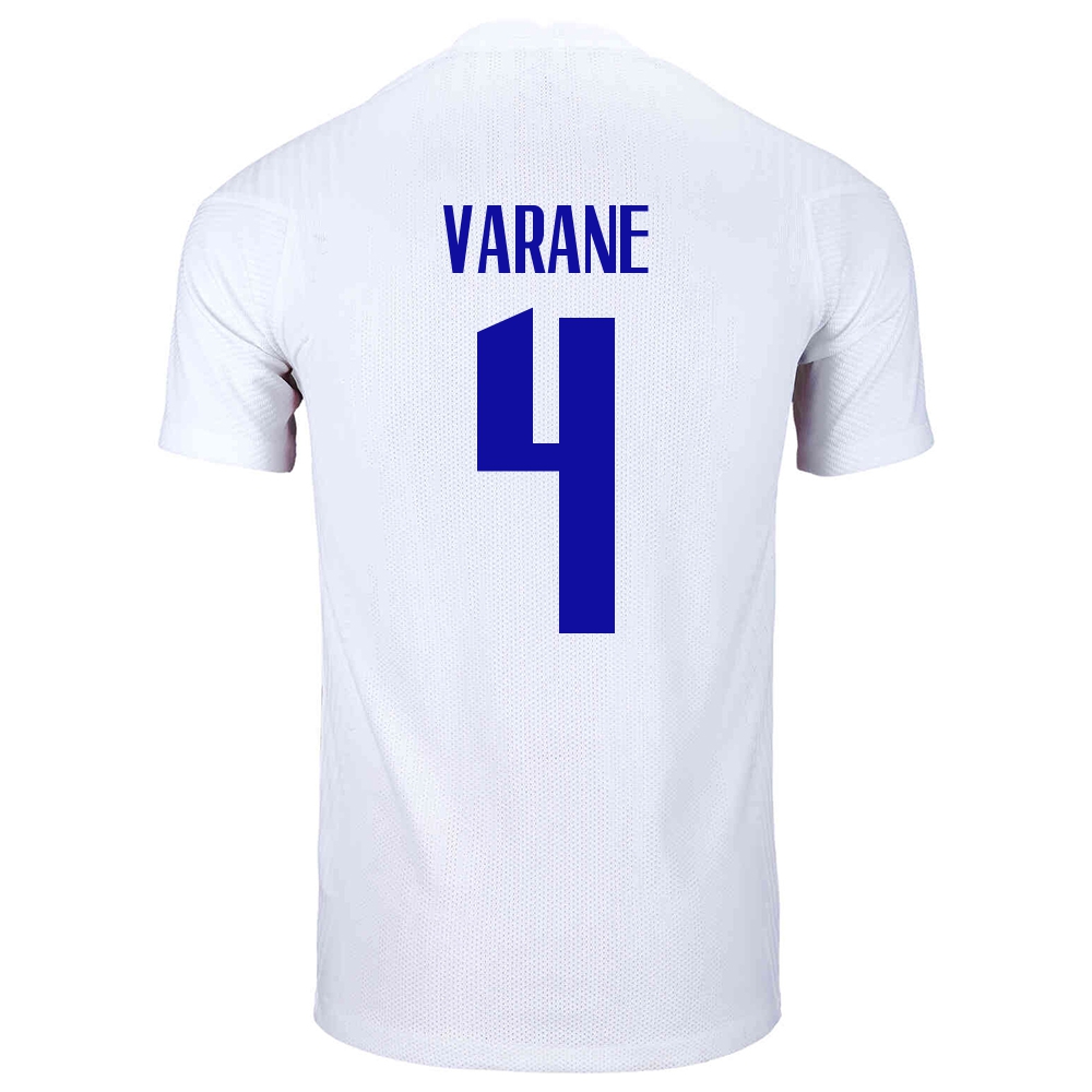 Muži Francúzske Národné Futbalové Mužstvo Raphaël Varane #4 Vonkajší Biely Dresy 2021 Košele Dres