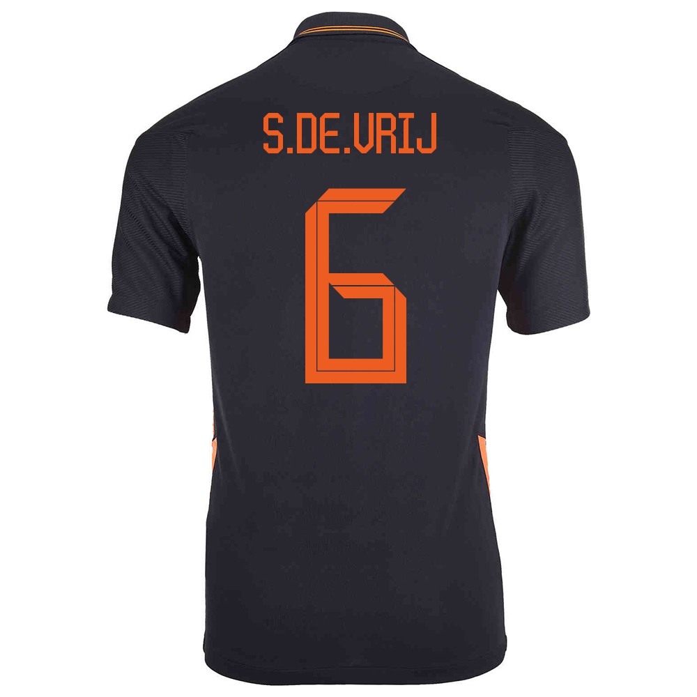 Ženy Holandské Národné Futbalové Mužstvo Stefan De Vrij #6 Vonkajší čierna Dresy 2021 Košele Dres