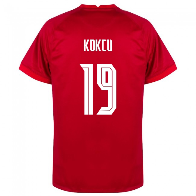 Deti Turecké Národné Futbalové Mužstvo Orkun Kokcu #19 Vonkajší Červená Dresy 2021 Košele Dres