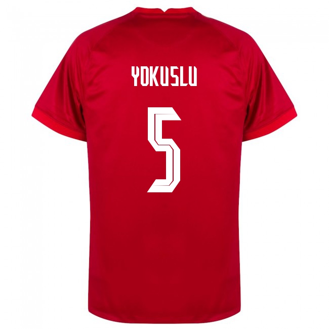 Deti Turecké Národné Futbalové Mužstvo Okay Yokuslu #5 Vonkajší Červená Dresy 2021 Košele Dres
