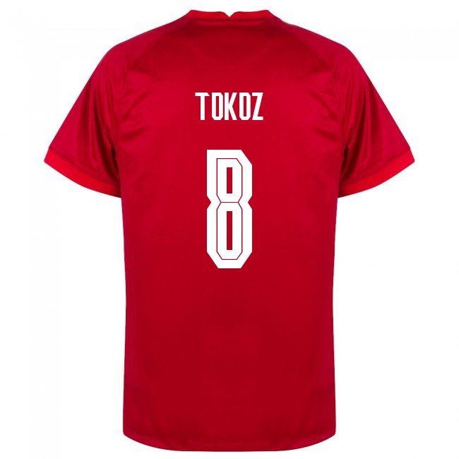 Deti Turecké Národné Futbalové Mužstvo Dorukhan Tokoz #8 Vonkajší Červená Dresy 2021 Košele Dres