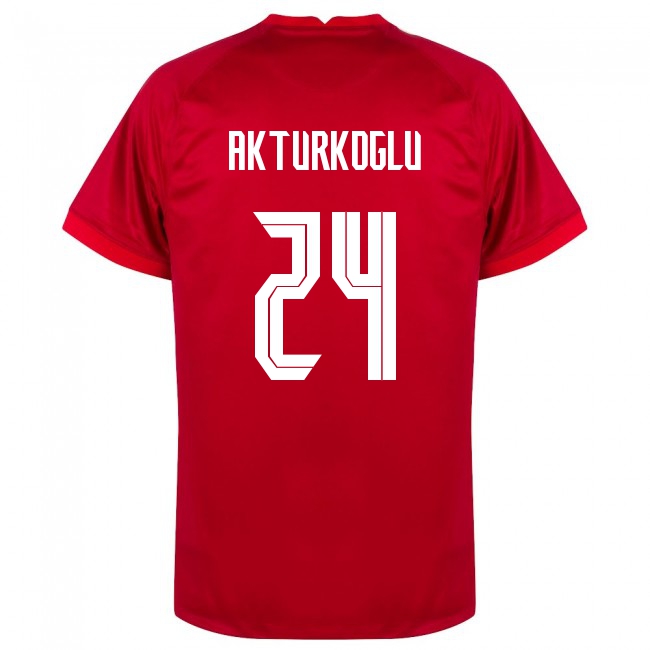 Deti Turecké Národné Futbalové Mužstvo Kerem Akturkoglu #24 Vonkajší Červená Dresy 2021 Košele Dres