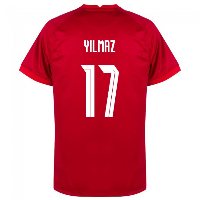 Deti Turecké Národné Futbalové Mužstvo Burak Yilmaz #17 Vonkajší Červená Dresy 2021 Košele Dres
