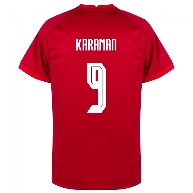 Deti Turecké Národné Futbalové Mužstvo Kenan Karaman #9 Vonkajší Červená Dresy 2021 Košele Dres