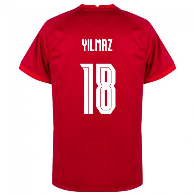 Deti Turecké Národné Futbalové Mužstvo Ridvan Yilmaz #18 Vonkajší Červená Dresy 2021 Košele Dres