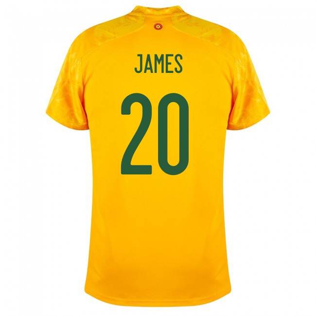 Deti Waleské Národné Futbalové Mužstvo Daniel James #20 Vonkajší žltá Dresy 2021 Košele Dres