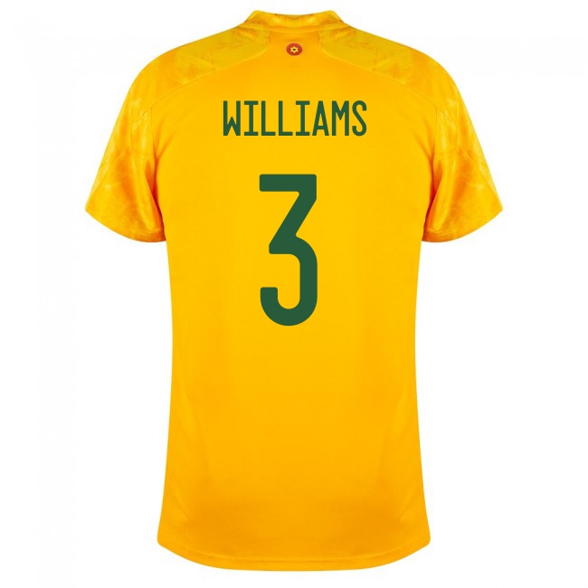 Deti Waleské Národné Futbalové Mužstvo Neco Williams #3 Vonkajší žltá Dresy 2021 Košele Dres