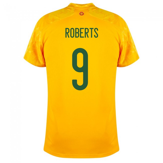 Deti Waleské Národné Futbalové Mužstvo Tyler Roberts #9 Vonkajší žltá Dresy 2021 Košele Dres