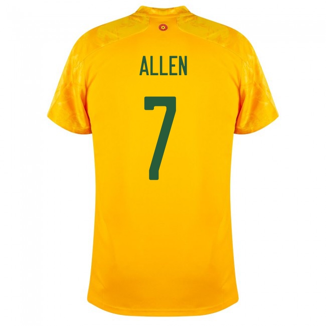 Deti Waleské Národné Futbalové Mužstvo Joe Allen #7 Vonkajší žltá Dresy 2021 Košele Dres
