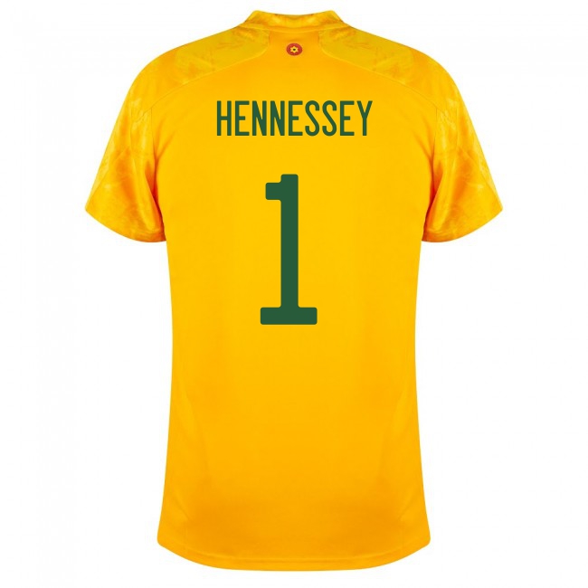 Deti Waleské Národné Futbalové Mužstvo Wayne Hennessey #1 Vonkajší žltá Dresy 2021 Košele Dres