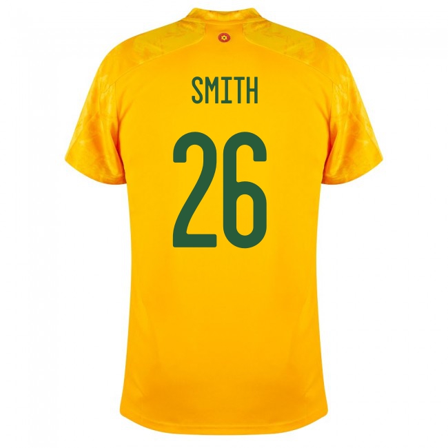 Deti Waleské Národné Futbalové Mužstvo Matt Smith #26 Vonkajší žltá Dresy 2021 Košele Dres