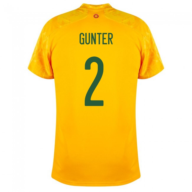 Deti Waleské Národné Futbalové Mužstvo Chris Gunter #2 Vonkajší žltá Dresy 2021 Košele Dres