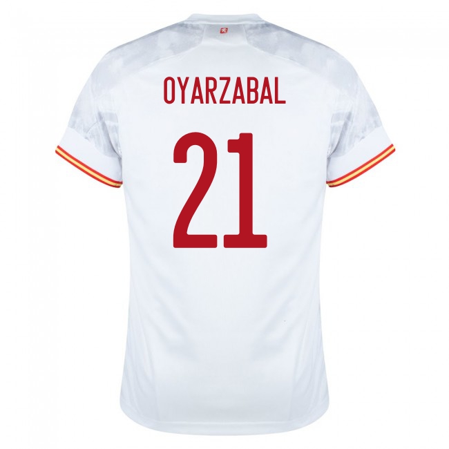 Deti Španielske Národné Futbalové Mužstvo Mikel Oyarzabal #21 Vonkajší Biely Dresy 2021 Košele Dres