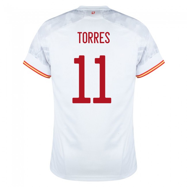 Muži Španielske Národné Futbalové Mužstvo Ferran Torres #11 Vonkajší Biely Dresy 2021 Košele Dres