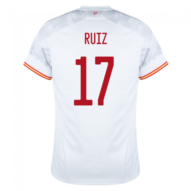 Deti Španielske Národné Futbalové Mužstvo Fabian Ruiz #17 Vonkajší Biely Dresy 2021 Košele Dres