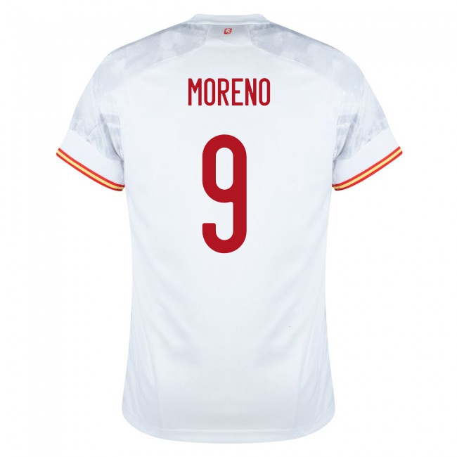 Deti Španielske Národné Futbalové Mužstvo Gerard Moreno #9 Vonkajší Biely Dresy 2021 Košele Dres