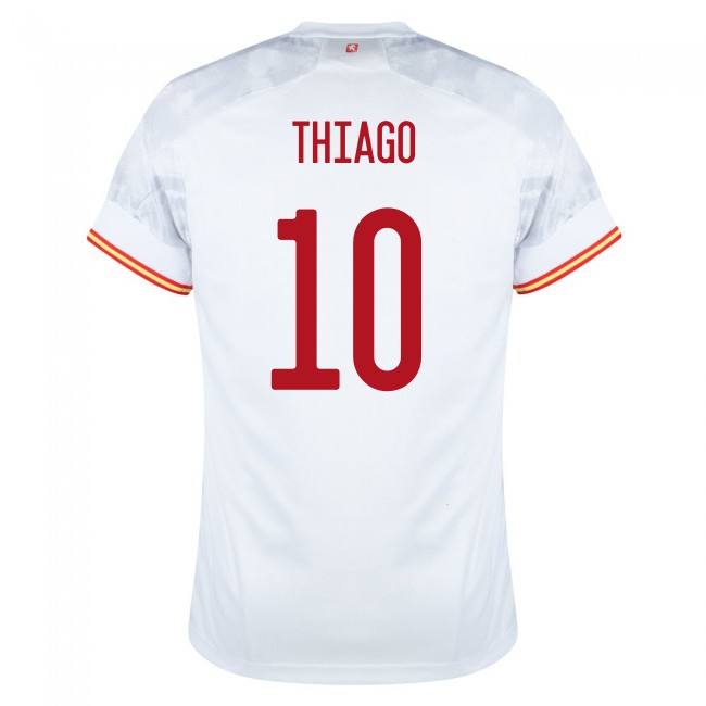 Deti Španielske Národné Futbalové Mužstvo Thiago #10 Vonkajší Biely Dresy 2021 Košele Dres