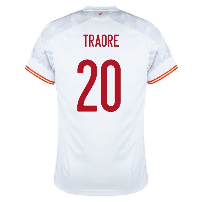 Deti Španielske Národné Futbalové Mužstvo Adama Traore #20 Vonkajší Biely Dresy 2021 Košele Dres