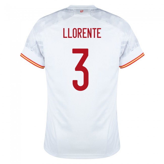 Deti Španielske Národné Futbalové Mužstvo Diego Llorente #3 Vonkajší Biely Dresy 2021 Košele Dres