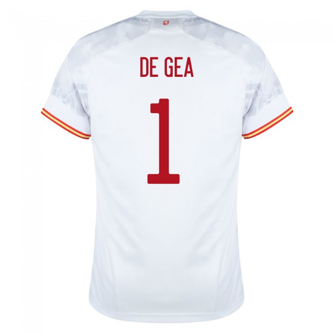 Ženy Španielske Národné Futbalové Mužstvo David De Gea #1 Vonkajší Biely Dresy 2021 Košele Dres