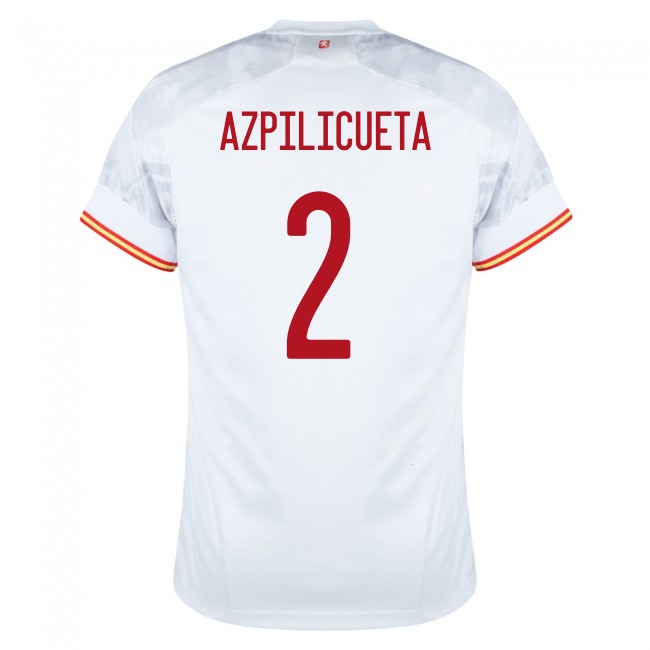 Muži Španielske Národné Futbalové Mužstvo Cesar Azpilicueta #2 Vonkajší Biely Dresy 2021 Košele Dres