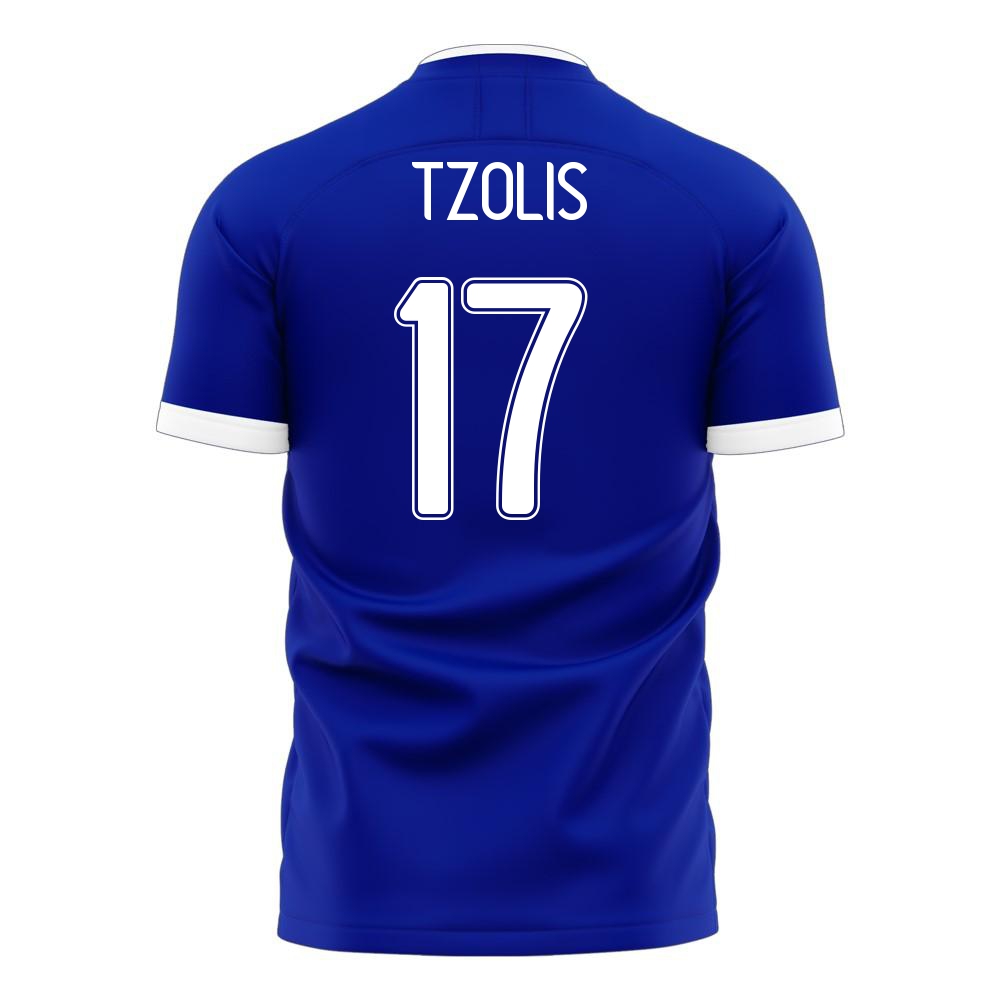 Deti Grécke Národné Futbalové Mužstvo Christos Tzolis #17 Vonkajší Modrá Dresy 2021 Košele Dres