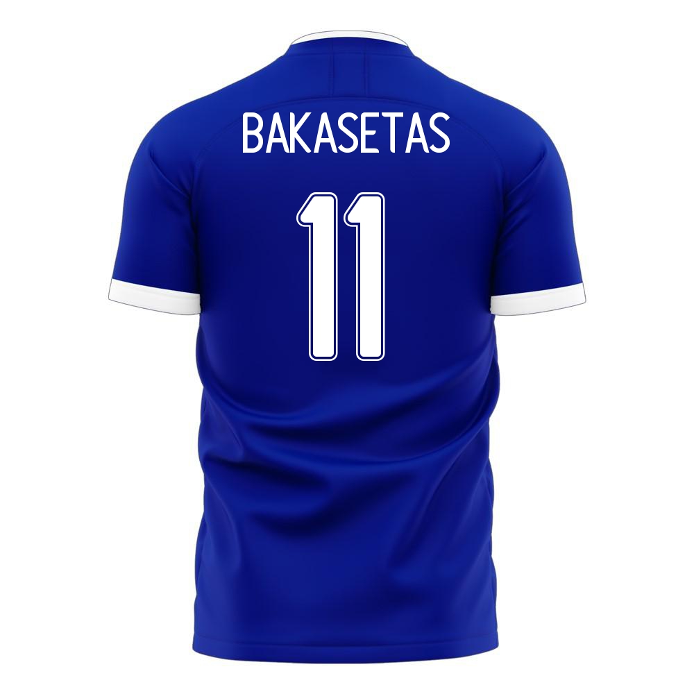Deti Grécke Národné Futbalové Mužstvo Anastasios Bakasetas #11 Vonkajší Modrá Dresy 2021 Košele Dres