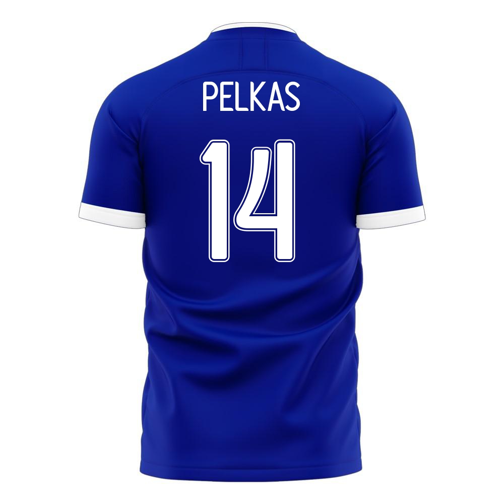 Deti Grécke Národné Futbalové Mužstvo Dimitrios Pelkas #14 Vonkajší Modrá Dresy 2021 Košele Dres