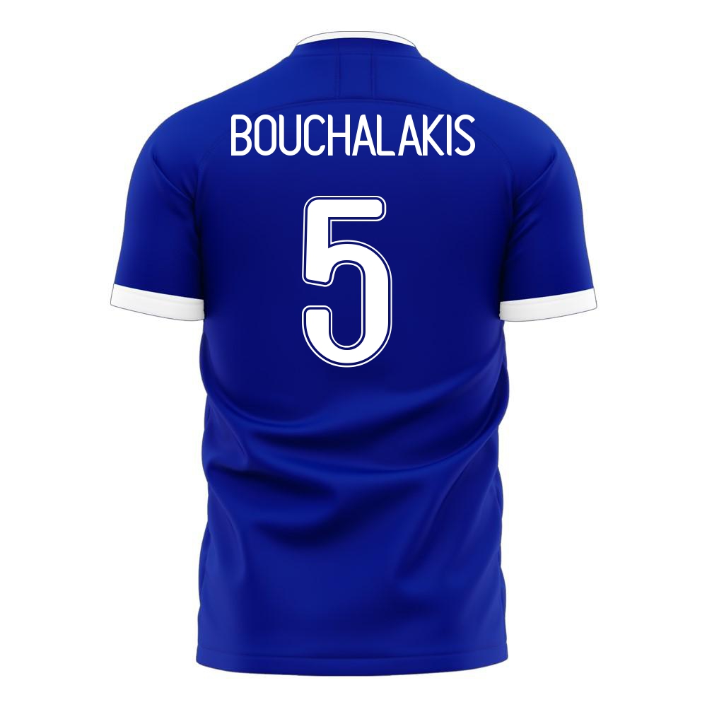 Deti Grécke Národné Futbalové Mužstvo Andreas Bouchalakis #5 Vonkajší Modrá Dresy 2021 Košele Dres