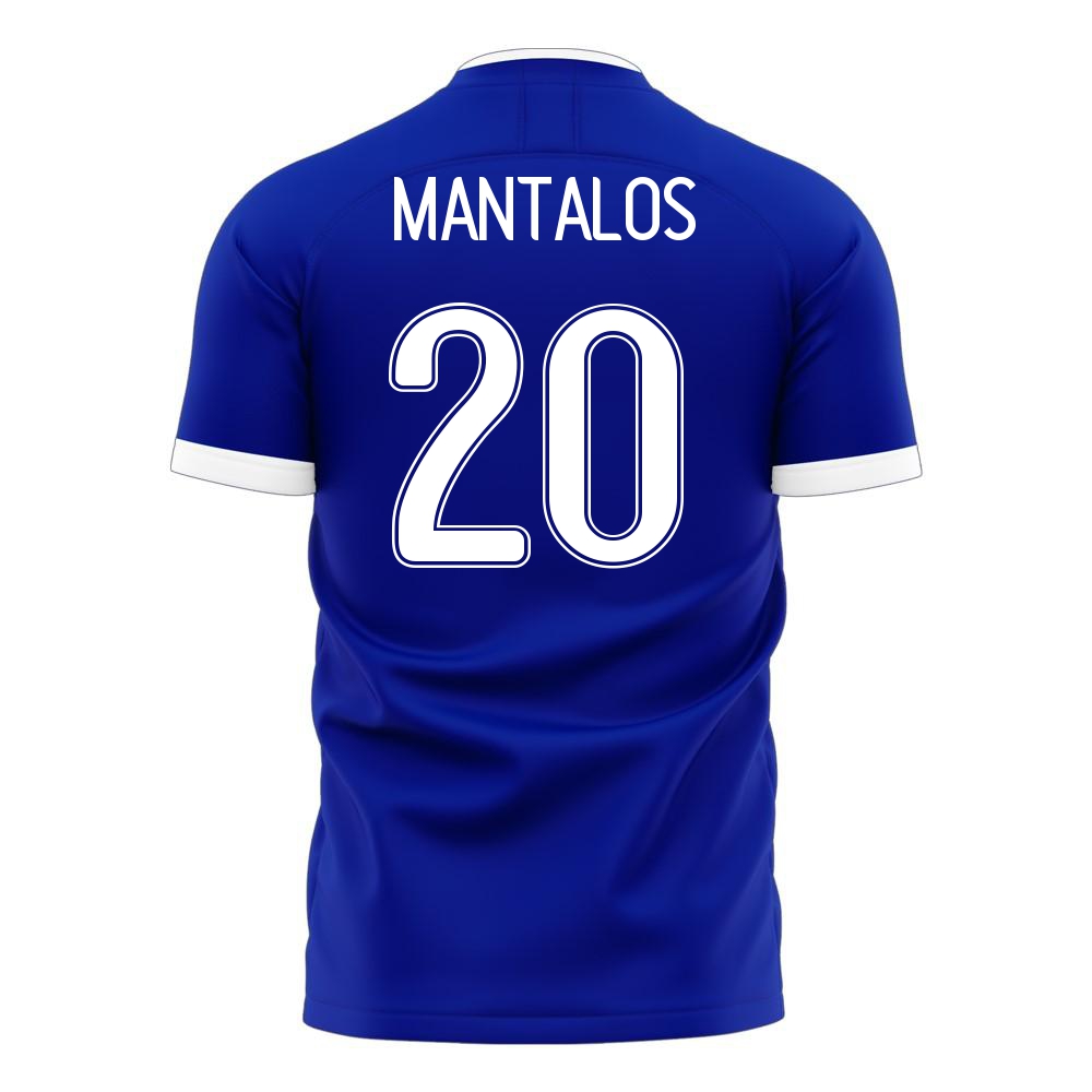 Deti Grécke Národné Futbalové Mužstvo Petros Mantalos #20 Vonkajší Modrá Dresy 2021 Košele Dres