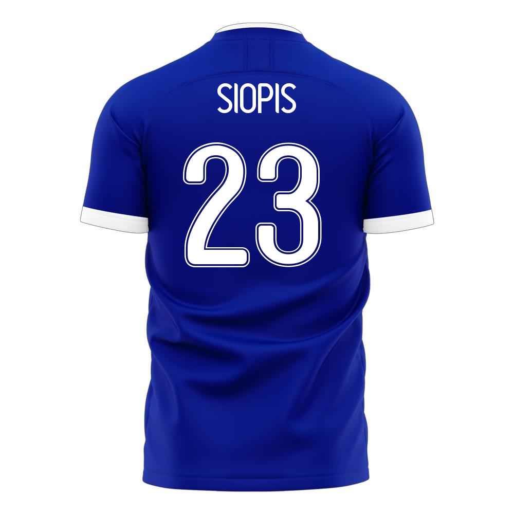 Deti Grécke Národné Futbalové Mužstvo Manolis Siopis #23 Vonkajší Modrá Dresy 2021 Košele Dres