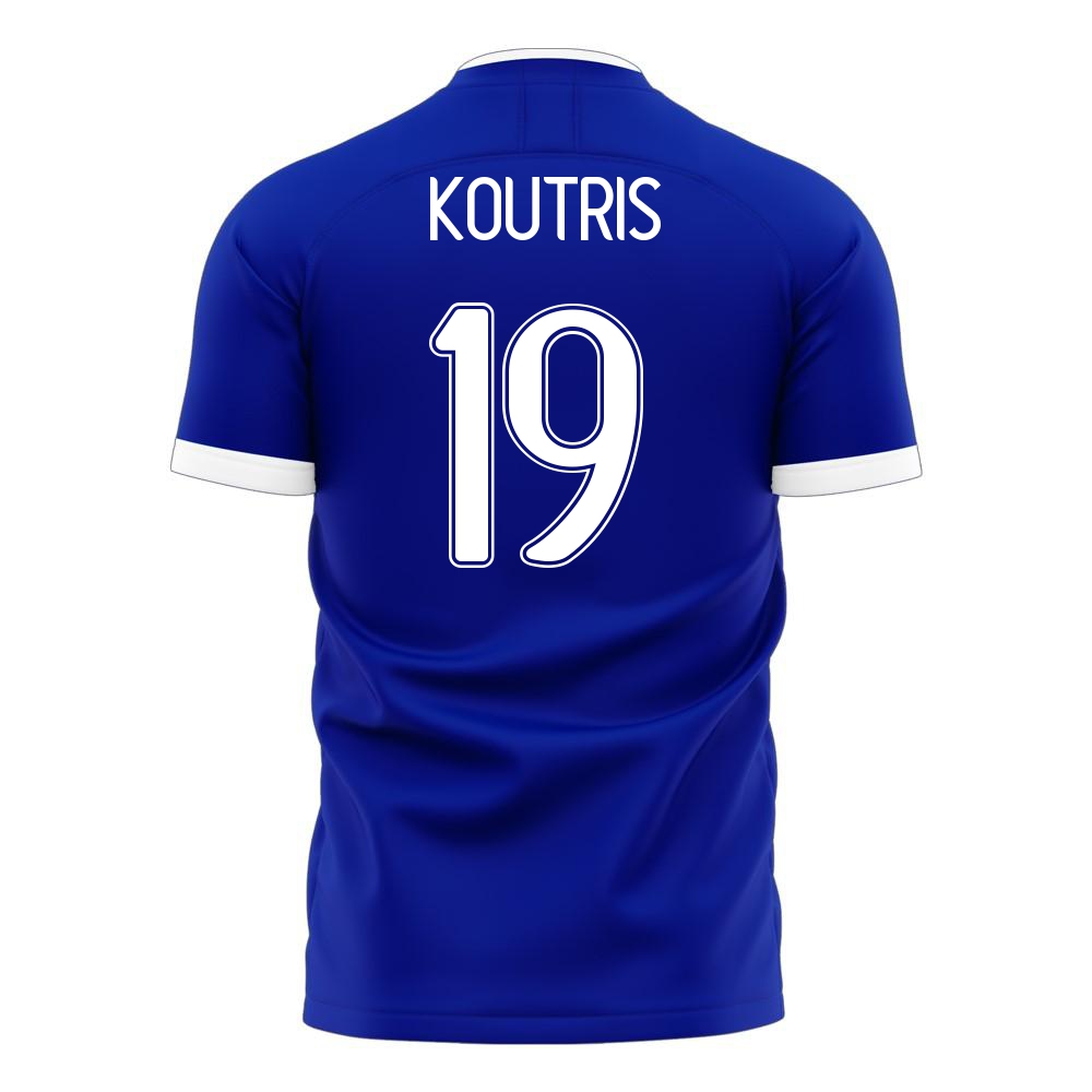 Deti Grécke Národné Futbalové Mužstvo Leonardo Koutris #19 Vonkajší Modrá Dresy 2021 Košele Dres