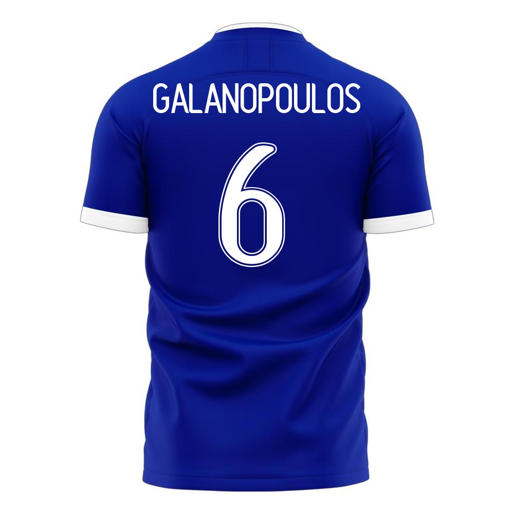 Deti Grécke Národné Futbalové Mužstvo Konstantinos Galanopoulos #6 Vonkajší Modrá Dresy 2021 Košele Dres