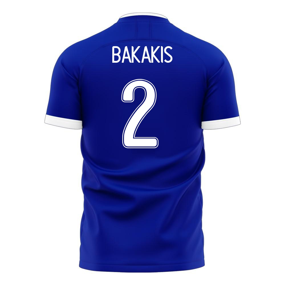 Deti Grécke Národné Futbalové Mužstvo Michalis Bakakis #2 Vonkajší Modrá Dresy 2021 Košele Dres