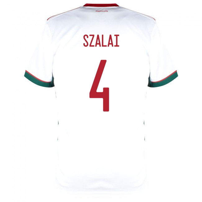 Deti Maďarské Národné Futbalové Mužstvo Attila Szalai #4 Vonkajší Biely Dresy 2021 Košele Dres
