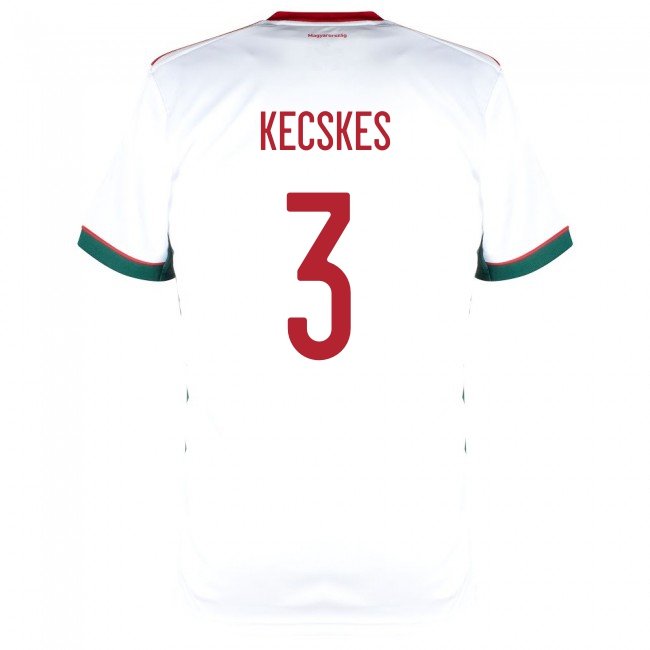 Deti Maďarské Národné Futbalové Mužstvo Akos Kecskes #3 Vonkajší Biely Dresy 2021 Košele Dres