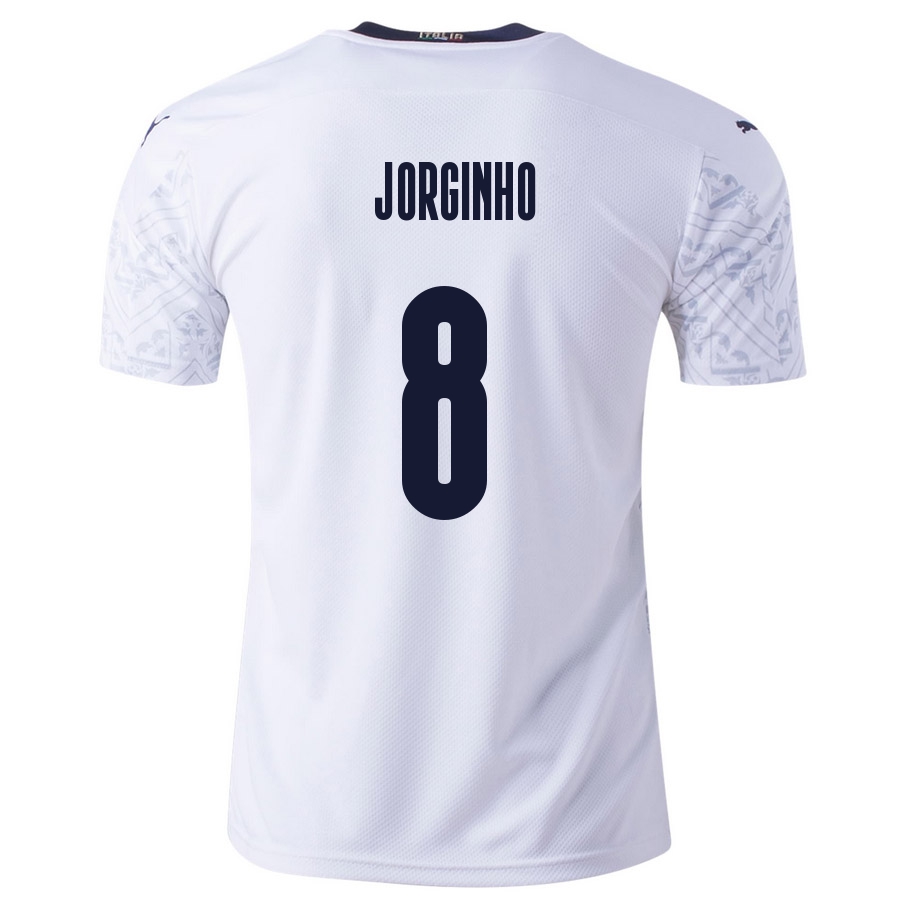 Deti Talianske Národné Futbalové Mužstvo Jorginho #8 Vonkajší Biely Dresy 2021 Košele Dres