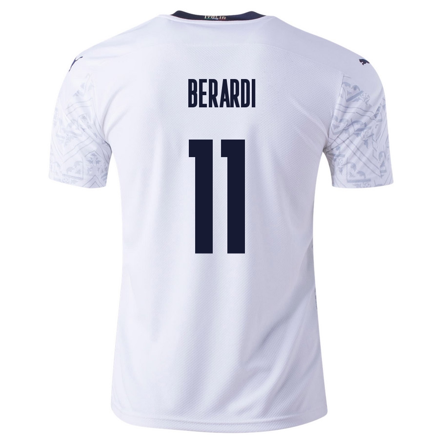 Deti Talianske Národné Futbalové Mužstvo Domenico Berardi #11 Vonkajší Biely Dresy 2021 Košele Dres