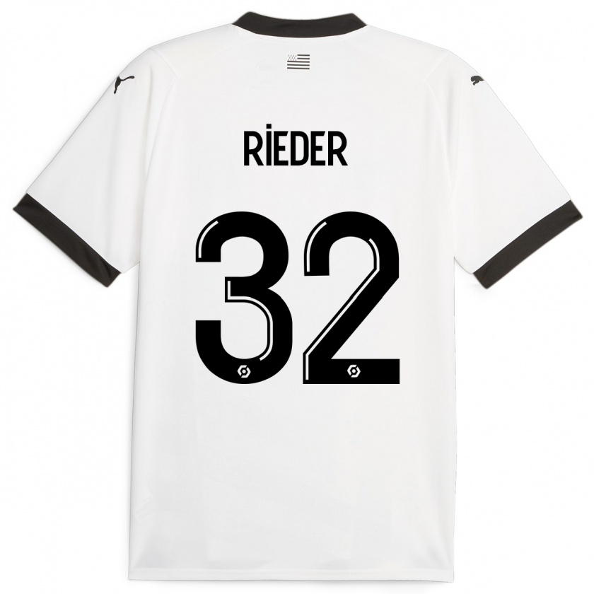 Kandiny Deti Fabian Rieder #32 Biely Dresy Idegenbeli Csapatmez 2023/24 Triĭká