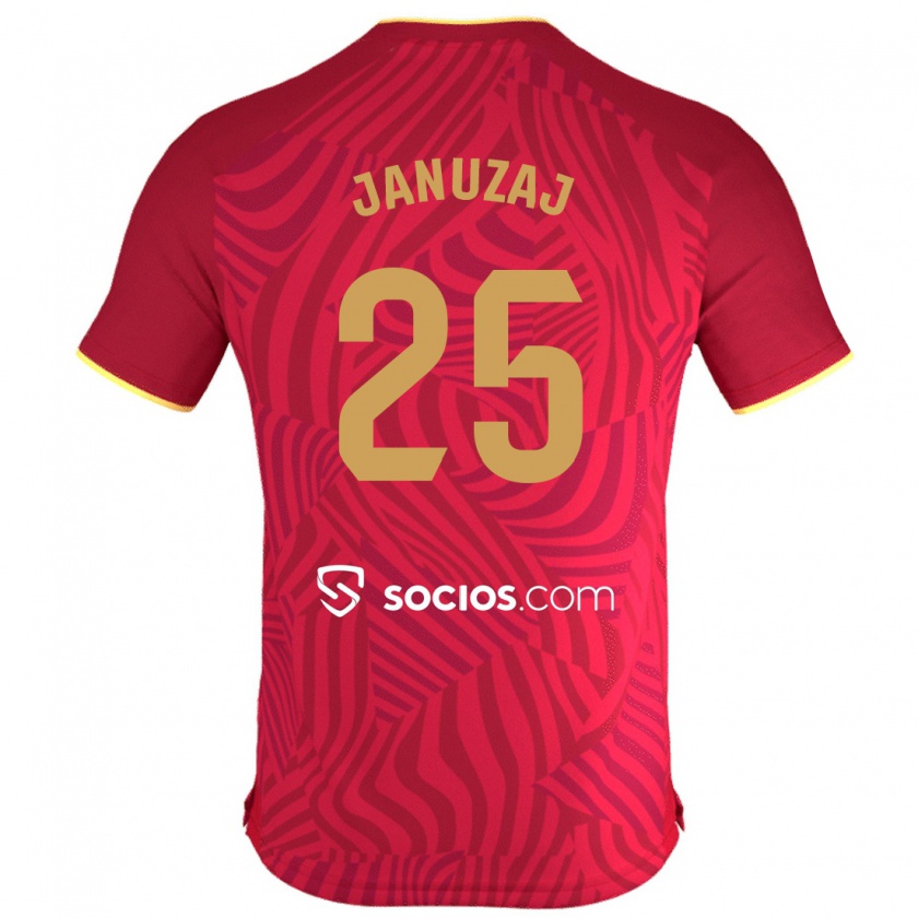 Kandiny Deti Adnan Januzaj #25 Červená Dresy Idegenbeli Csapatmez 2023/24 Triĭká