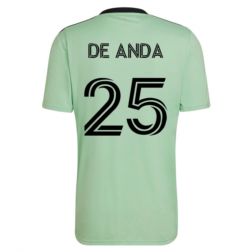 Kandiny Ženy Anthony De Anda #25 Svetlo Zelená Dresy Idegenbeli Csapatmez 2023/24 Triĭká
