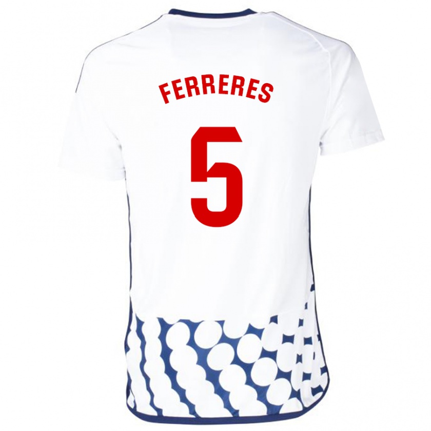 Kandiny Ženy Manolo Ferreres #5 Biely Dresy Idegenbeli Csapatmez 2023/24 Triĭká