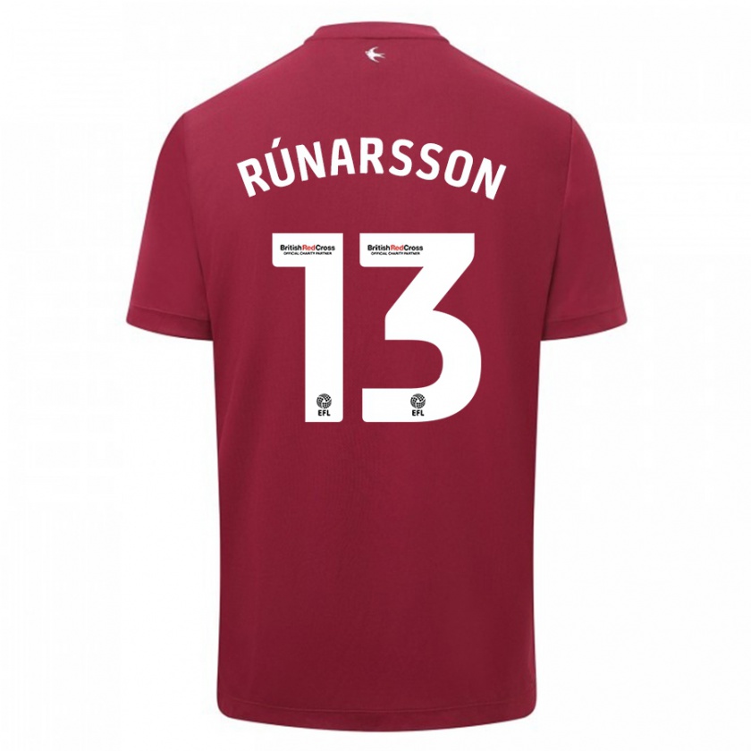 Kandiny Deti Rúnar Alex Rúnarsson #13 Červená Dresy Idegenbeli Csapatmez 2023/24 Triĭká