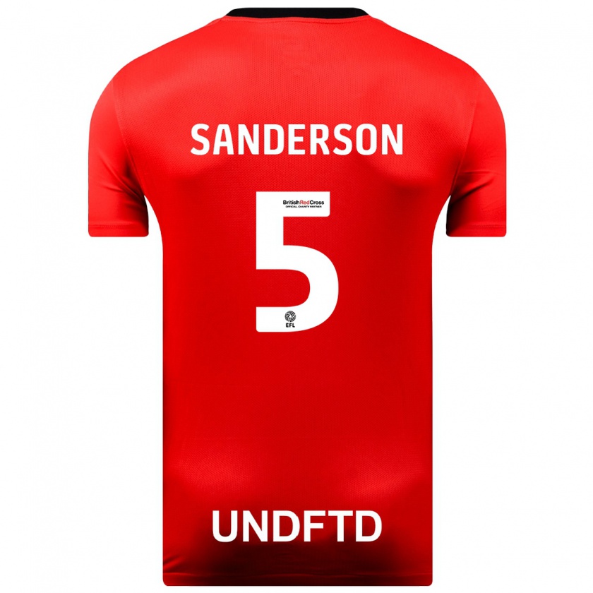 Kandiny Muži Dion Sanderson #5 Červená Dresy Idegenbeli Csapatmez 2023/24 Triĭká