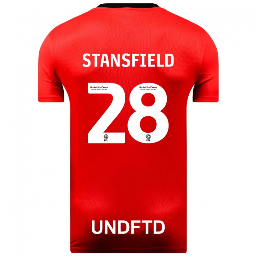Kandiny Ženy Jay Stansfield #28 Červená Dresy Idegenbeli Csapatmez 2023/24 Triĭká
