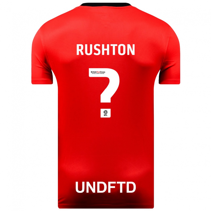 Kandiny Ženy Niall Rushton #0 Červená Dresy Idegenbeli Csapatmez 2023/24 Triĭká