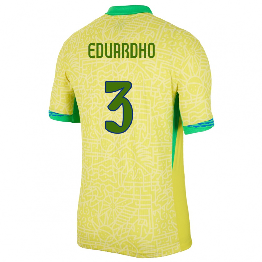 Kandiny Muži Brazília Eduardho #3 Žltá Dresy Hazai Csapatmez 24-26 Triĭká